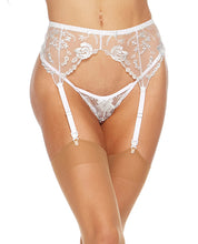 Evelyn Lace Garter Belt - White 1X/2X
