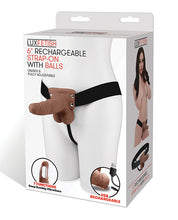 Lux Fetish 6' Rechargeable Strap On w/Balls - Brown