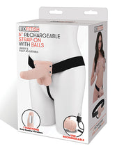Lux Fetish 6' Rechargeable Strap On w/Balls - Ivory