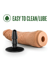 Blush Lock On 7.5' Hexanite Dildo w/Suction Cup Adapter - Mocha