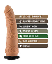 Blush Lock On 7.5' Hexanite Dildo w/Suction Cup Adapter - Mocha