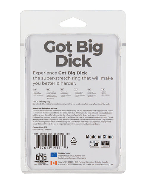 Got Big Dick Single Bumper Ring - Black