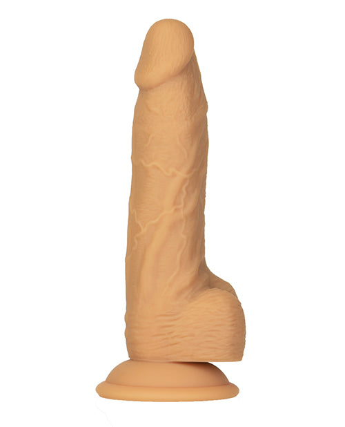 Naked Addiction 8' Rotating & Vibrating Dong w/Remote - Caramel