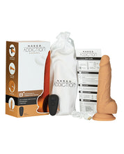 Naked Addiction 8' Rotating & Vibrating Dong w/Remote - Caramel