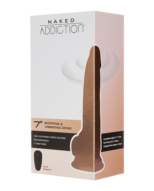 Naked Addiction 7' Rotating & Vibrating Dong w/Remote - Flesh