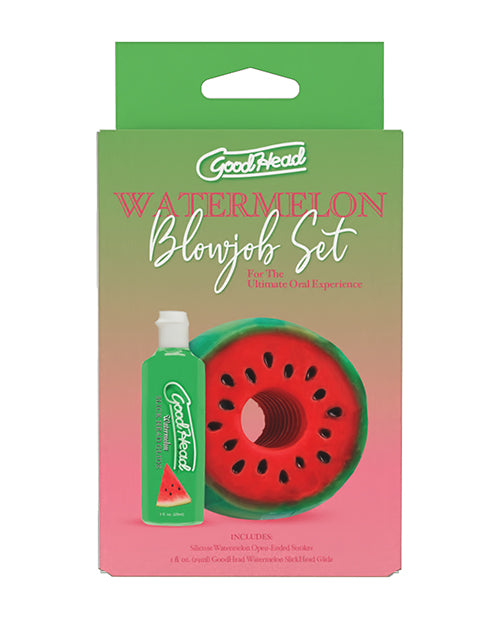 GoodHead Watermelon Blowjob Set Includes Stroker & Slick Head Glide - 1 oz Bottle Watermelon