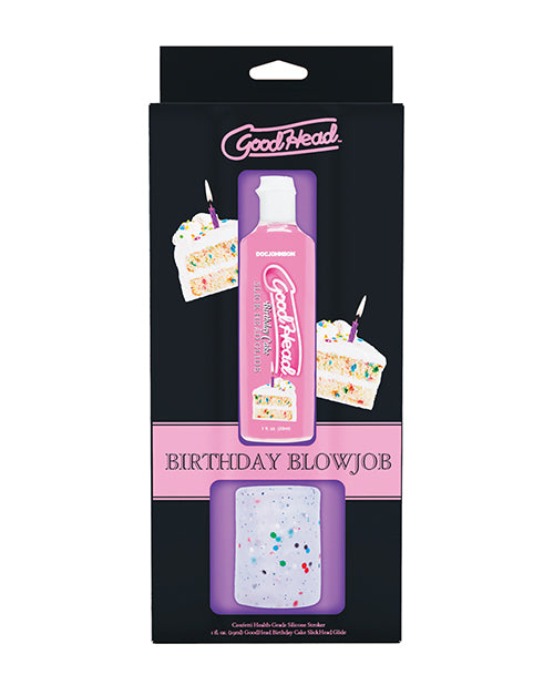 GoodHead Birthday Cake Blowjob Set Includes Stroker & Slick Head Glide - 1 oz Bottle Birthday Cake