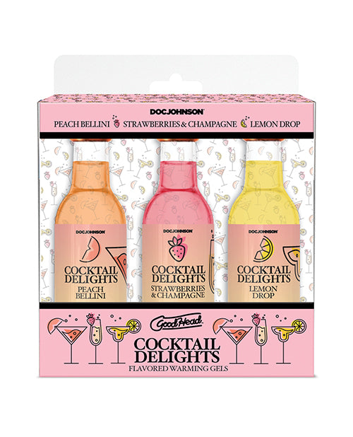 GoodHead Cocktail Delights - 2 oz Bottles, Peach Bellini, Strawberries & Champagne, Lemon Drop