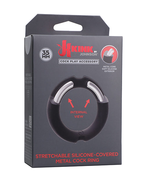 Merci Hybrid Silicone Covered Metal Cock Ring - Mm Black