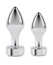 Gemsations 2 pc 3.25' & 3.7' Tapered Bling Bling Metal Butt Plug Training Set - Silver