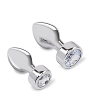 Gemsations 2 pc 3.25' & 3.7' Tapered Bling Bling Metal Butt Plug Training Set - Silver