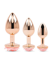 Gemsations 3 pc 2.75' & 3.15' & 3.7' Rose Metal Butt Plug Training Set - Rose Gold