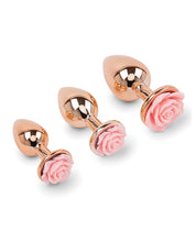 Gemsations 3 pc 2.75' & 3.15' & 3.7' Rose Metal Butt Plug Training Set - Rose Gold