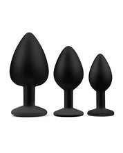 Gemsations 3 pc 2.75' & 3.15' & 3.7' Silicone Bling Bling Butt Plug Training Set - Black