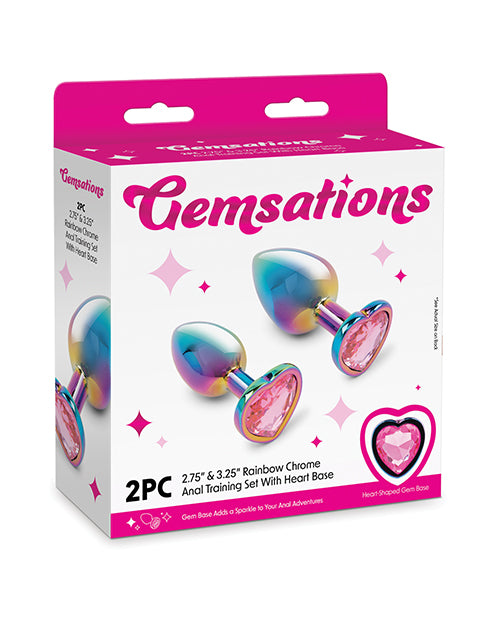 Gemsations 2 pc 2.75' & 3.25' Chrome Anal Training Set - Rainbow