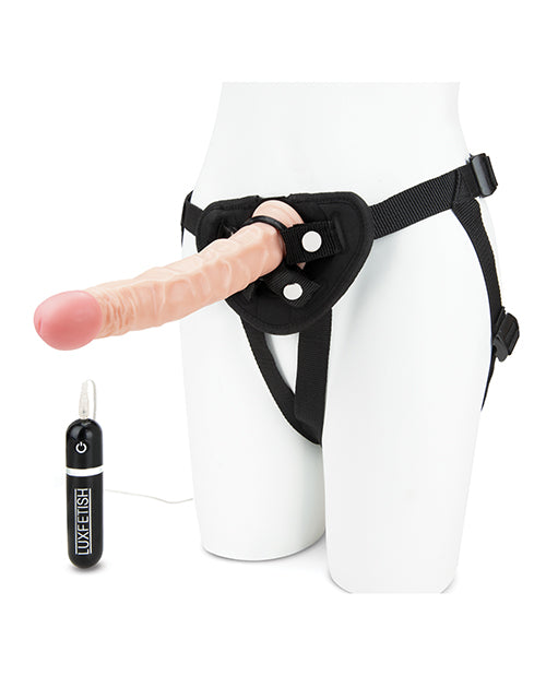 Lux Fetish 8.5' Realistic Vibrating Dildo w/Strap On Harness Set