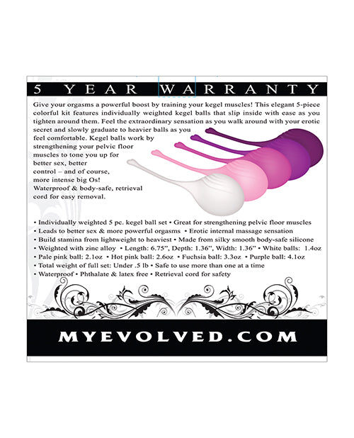 Evolved Tight & Delight 5 pc Weighted Kegel Ball Set - Assorted Colors