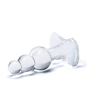 Glas 4' Beaded Glass Butt Plug w/Tapered Base - Clear