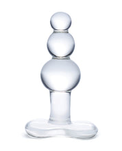 Glas 4' Beaded Glass Butt Plug w/Tapered Base - Clear