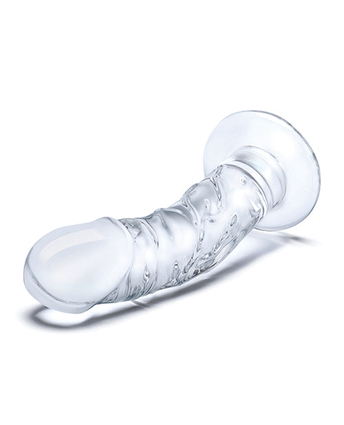 Glas 7' Realistic Curved Glass Dildo w/Veins - Clear