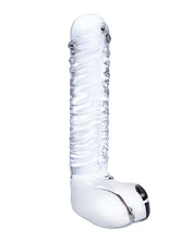 Glas 8' Realistic Ribbed Glass G-Spot Dildo w/Balls - Clear