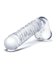 Glas 8' Realistic Ribbed Glass G-Spot Dildo w/Balls - Clear