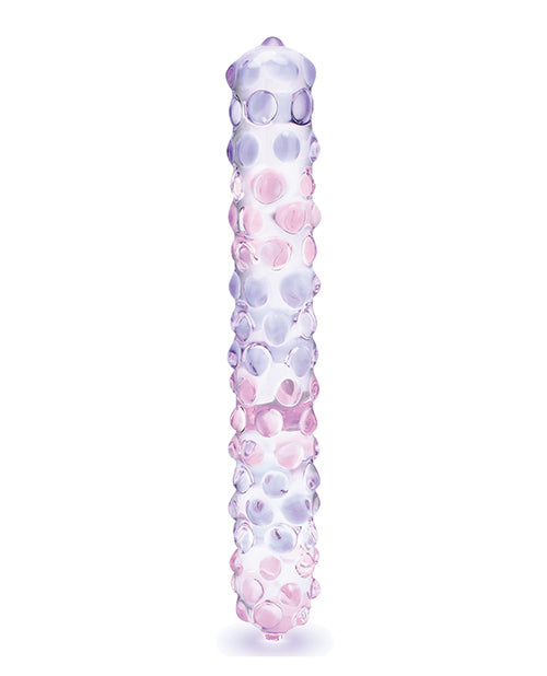 Glas 9' Purple Rose Nubby Glass Dildo - Purple/Pink