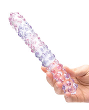 Glas 9' Purple Rose Nubby Glass Dildo - Purple/Pink