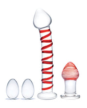 Glas 4 pc Mr. Swirly Set w/Glass Kegel Balls & 3.25' Butt Plug - Red