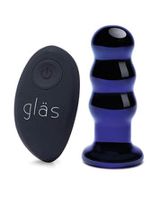 Glas 3.5' Rechargeable Vibrating Beaded Butt Plug - Blue