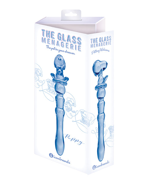 Glass Menagerie Puppy Glass Dildo - Dark Blue