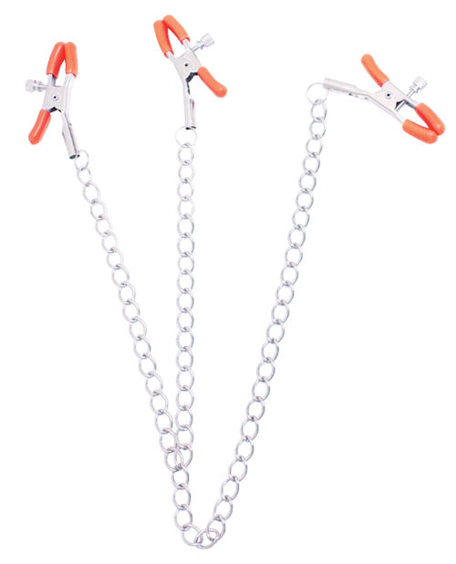 The 9's Orange is the New Black Triple Your Pleasure Clamps & Chain