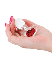 Crystal Desires Glass Heart Gem Butt Plug - Red