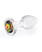 Crystal Desires Glass Round Gem Butt Plug - Rainbow