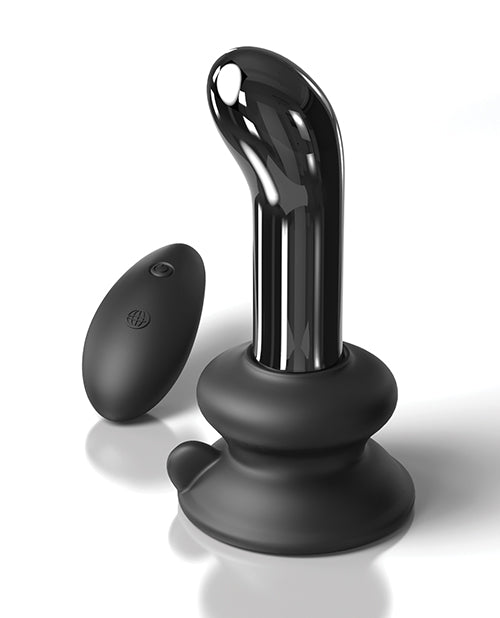 Icicles No. 84 Hand Blown Glass Vibrating Butt Plug w/Remote - Black