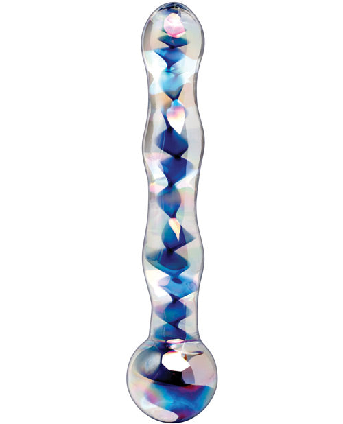 Icicles No. 8 Hand Blown Glass Massager - Clear w/Inside Blue Swirls