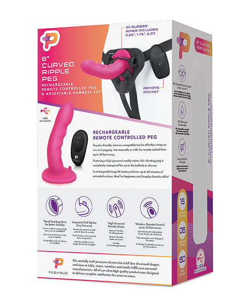 Pegasus 6' Rechargeable Ripple Peg w/Adjustable Harness & Remote - Pink