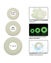 Alpha Liquid Silicone Glow in the Dark Cock Ring - Set of 3