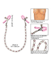 Nipple Play Crystal Chain Nipple Clamps - Pink