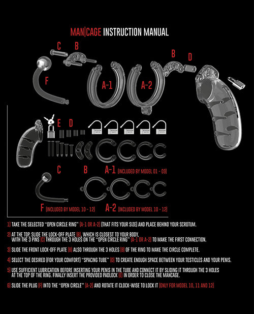 Shots Man Cage Chastity 3.5' Cock Cage w/Plug Model 10 - Clear