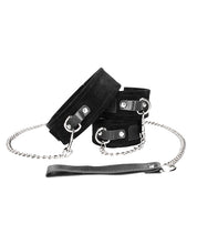 Shots Ouch Black & White Velcro Collar w/Leash & Hand Cuffs - Black