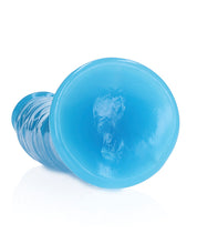 Shots RealRock 7' Slim  Dildo Glow in the Dark - Neon Blue