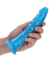 Shots RealRock 7' Slim  Dildo Glow in the Dark - Neon Blue