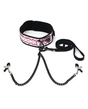 Spartacus Faux Leather Collar & Leash W/black Nipple Clamps