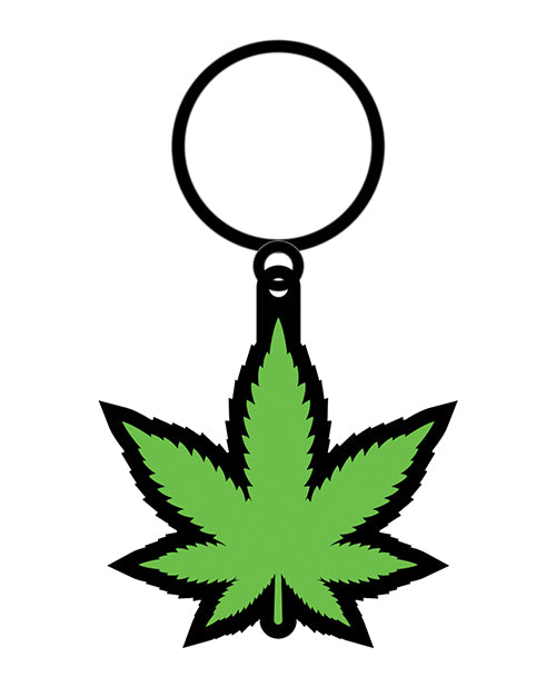 Wood Rocket Weed Pot Leaf Keychain - Green