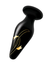 Secret Kisses 4.5' Handblown Wide Glass Plug - Black/Gold