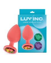 Luv Inc. Jeweled Silicone Butt Plug w/Three Stones - Large Coral