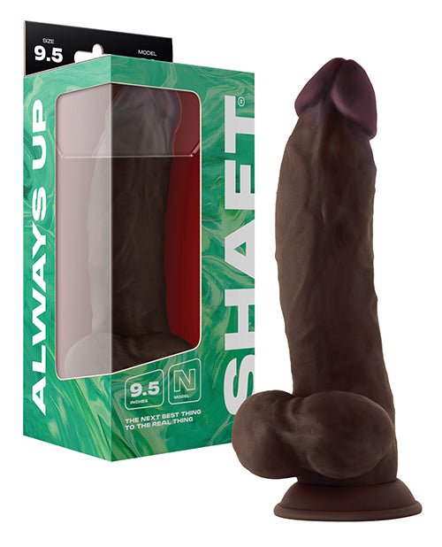 Shaft Model N Flexskin Liquid Silicone 9.5' Side Curve Dong w/Balls - Mahogany