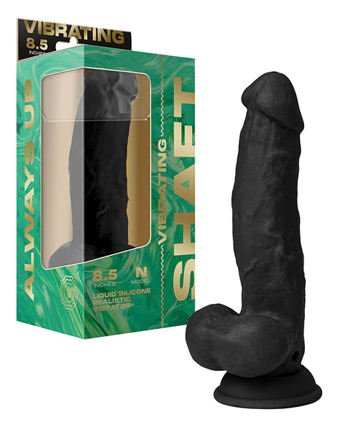 Shaft Flexskin Liquid Silicone 8.5' Vibrating Side Curve Dong w/Balls - Black