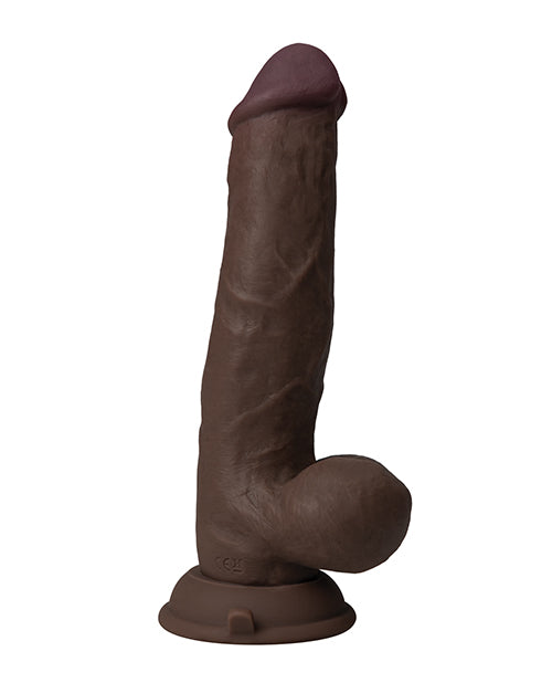 Shaft Flexskin Liquid Silicone 8.5' Vibrating Side Curve Dong w/Balls - Mahogany